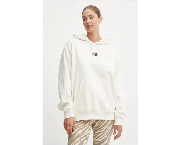 The North Face bluza Essential Hoodie femei, culoarea bej, cu gluga, neted, NF0A89ENQLI1