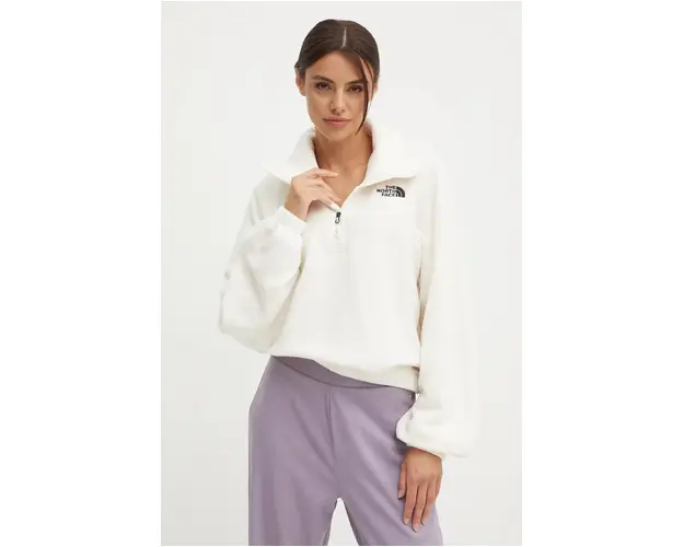 The North Face hanorac fleece 100 Glacier Half Zip Fleece culoarea bej, cu imprimeu, NF0A89J9QLI1