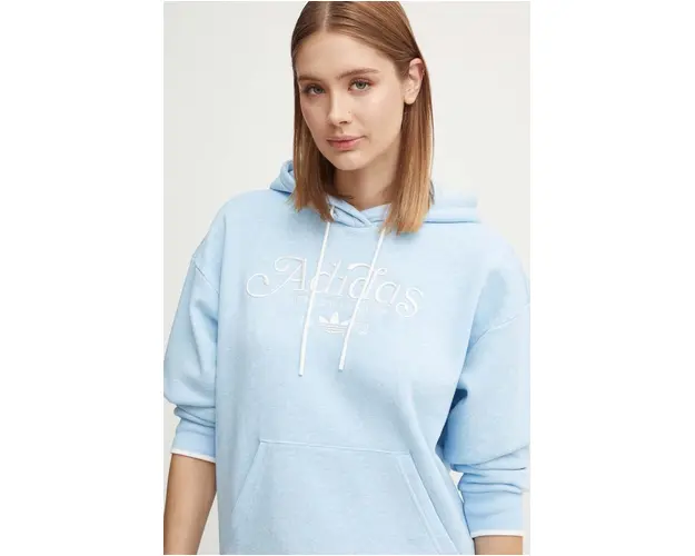 adidas Originals bluza femei, cu gluga, melanj, IX3535