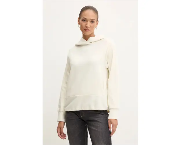 BOSS bluza femei, culoarea bej, cu gluga, neted, 50524545