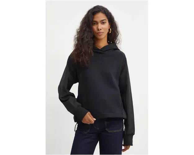 BOSS bluza femei, culoarea negru, cu gluga, neted, 50524545