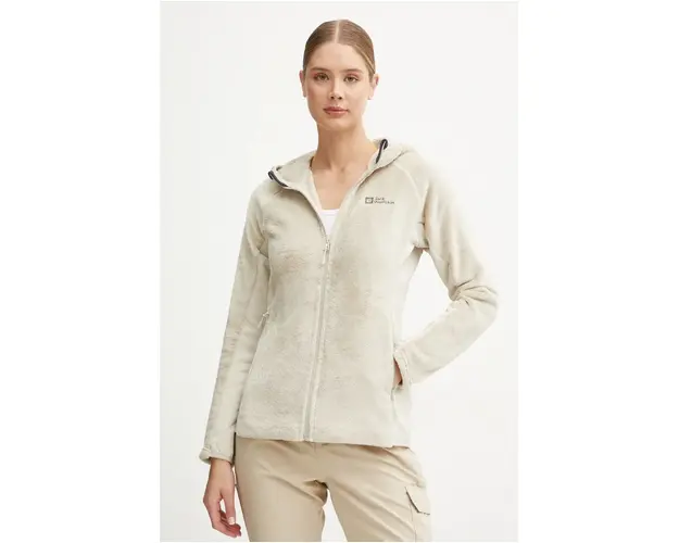 Jack Wolfskin hanorac Rotwand culoarea bej, cu gluga, neted, A61897