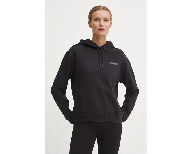 Napapijri bluza B-Blanche femei, culoarea negru, cu gluga, neted, NP0A4HYP0411