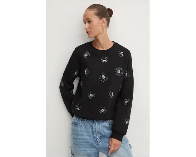 Desigual bluza JOYA femei, culoarea negru, cu imprimeu, 24WWSK32