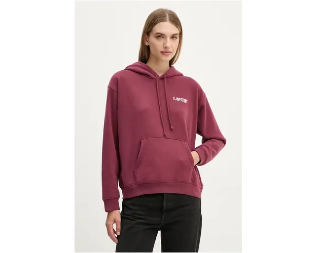 Levi's bluza femei, culoarea bordo, cu gluga, cu imprimeu, A8801