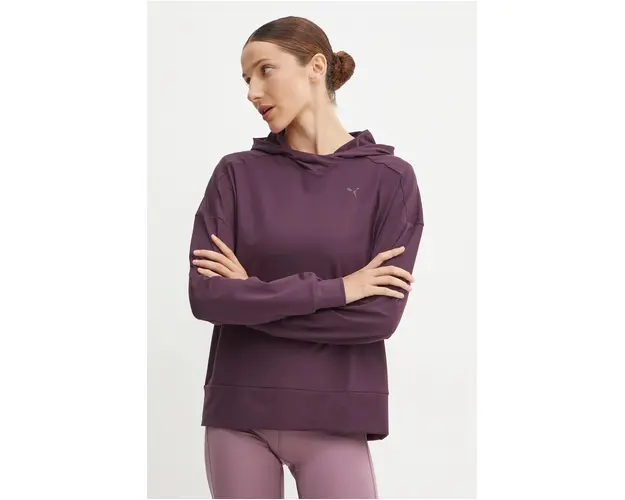 Puma hanorac de antrenament Cloudspun culoarea violet, cu gluga, neted, 525762