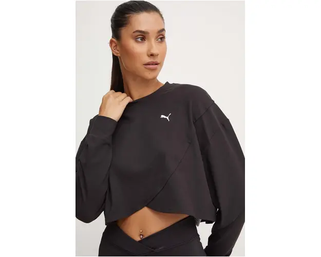 Puma hanorac de antrenament Cloudspun culoarea negru, neted, 525879