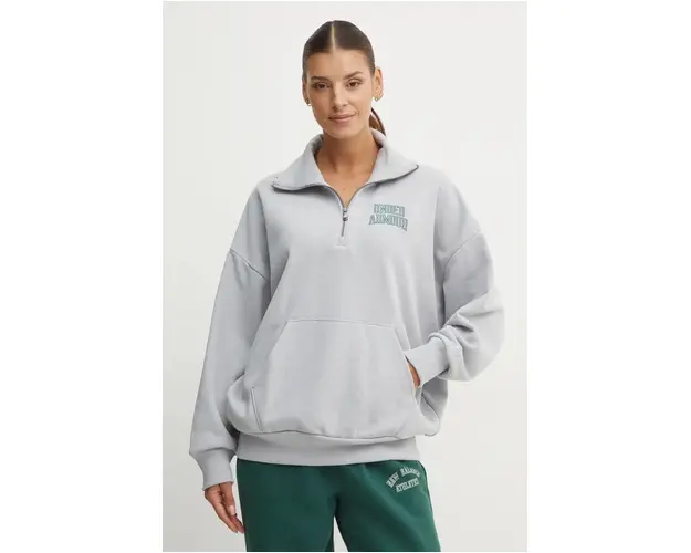 Under Armour bluza Icon HWT Terry femei, culoarea gri, cu imprimeu, 1386495