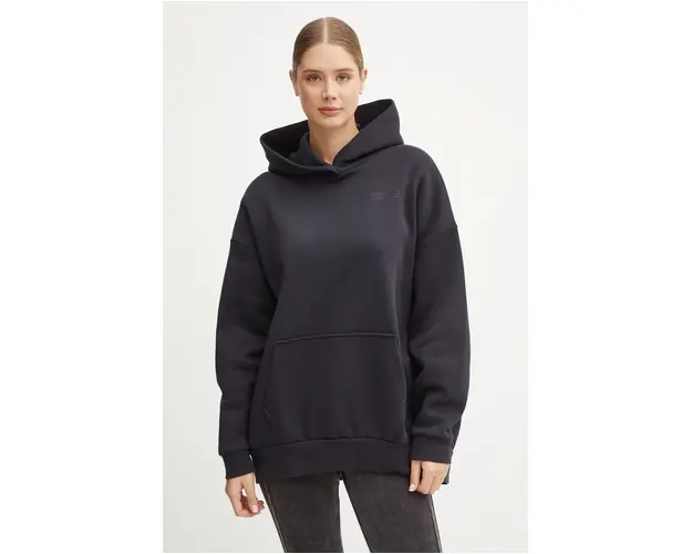 Under Armour bluza Icon Fleece Ultra femei, culoarea negru, cu gluga, neted, 1386501