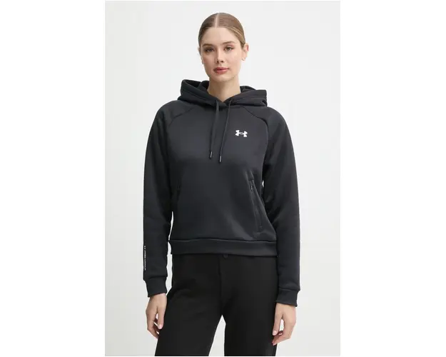 Under Armour bluza Armour Fleece Pro femei, culoarea negru, cu gluga, neted, 1386504