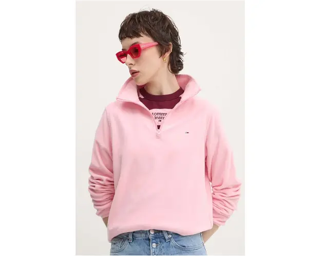 Tommy Jeans bluza femei, culoarea roz, neted, DW0DW19751