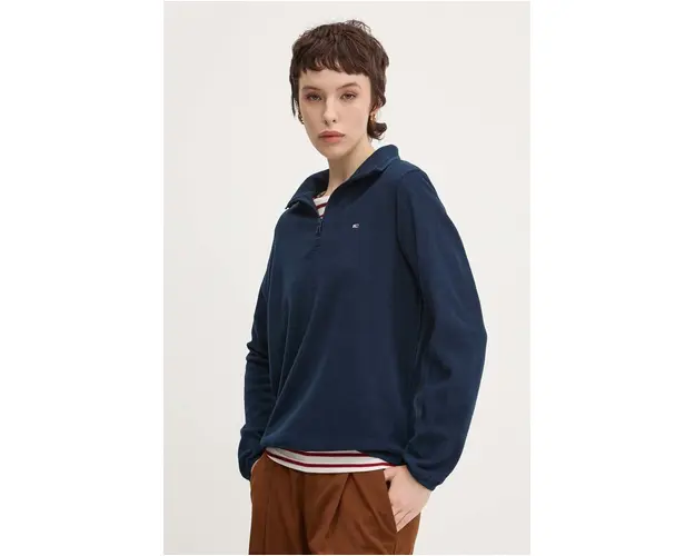Tommy Jeans bluza femei, culoarea albastru marin, neted, DW0DW19751