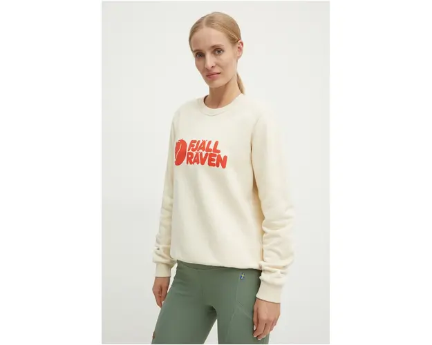 Fjallraven bluza trening Fjällräven Logo culoarea bej, cu imprimeu, F84143.113.214