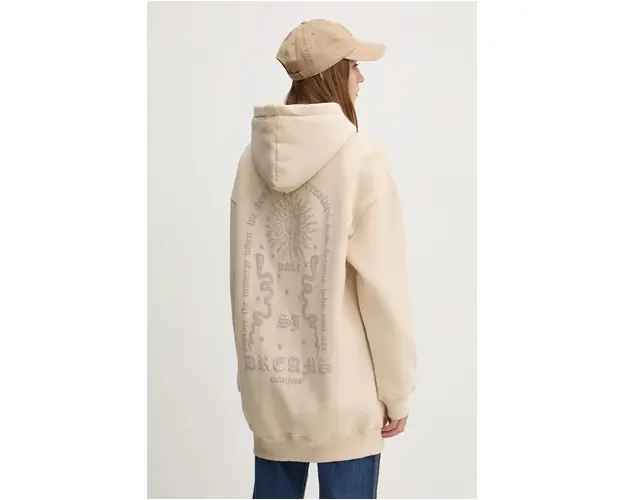 Sixth June bluza femei, culoarea bej, cu gluga, cu imprimeu, 33632