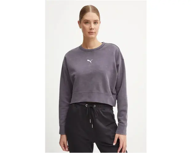 Puma hanorac de bumbac femei, culoarea gri, neted, 626799