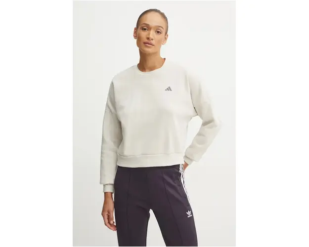 adidas bluza Essentials femei, culoarea bej, neted, IX7959