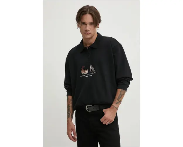 Kaotiko bluza femei, culoarea negru, cu imprimeu, AO057-01-M002