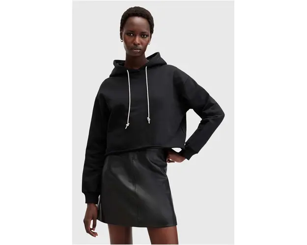 AllSaints hanorac de bumbac PIPPA SPARKLE HOODY femei, culoarea negru, cu gluga, neted, W117JB
