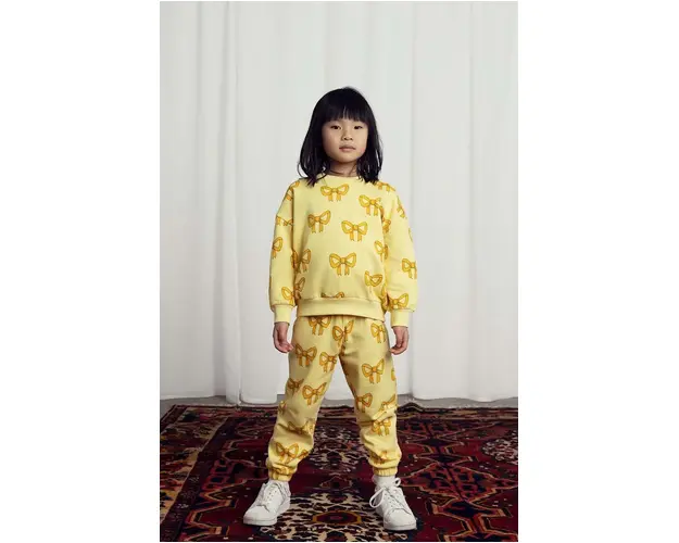 Mini Rodini hanorac de bumbac pentru copii Bow culoarea galben, modelator, 2472014923