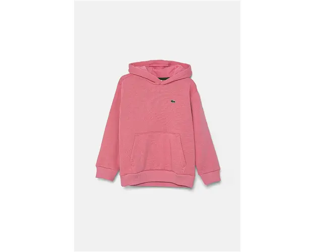 Lacoste bluza copii culoarea roz, cu gluga, neted, SJ5292