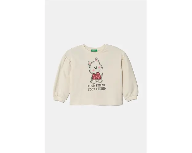 United Colors of Benetton bluza copii culoarea bej, cu imprimeu, 32N4G10FX