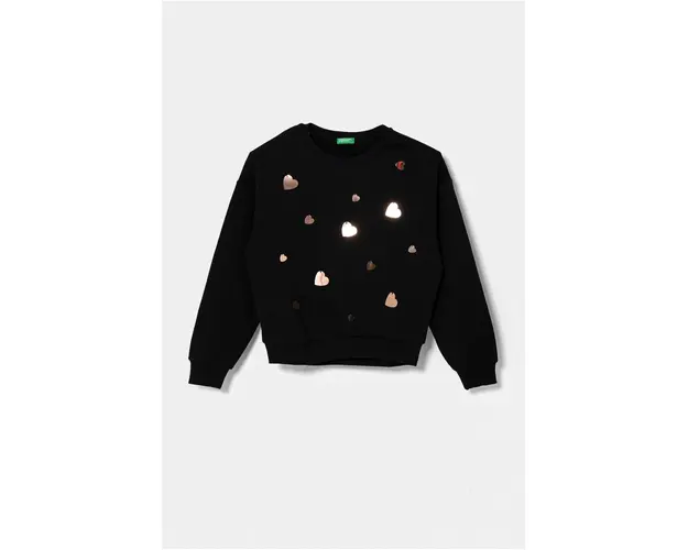 United Colors of Benetton bluza copii culoarea negru, cu imprimeu, 3J73C10M4