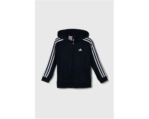 adidas bluza copii U TR-ES 3S FZHD culoarea albastru marin, cu gluga, modelator, HZ0088