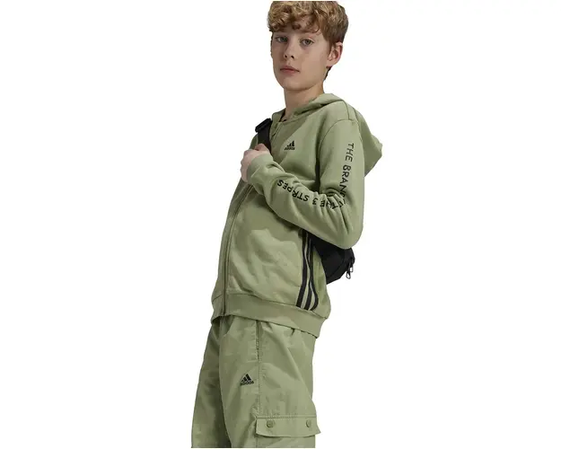 adidas bluza copii JAM FZ HD culoarea verde, cu gluga, cu imprimeu, IV9453