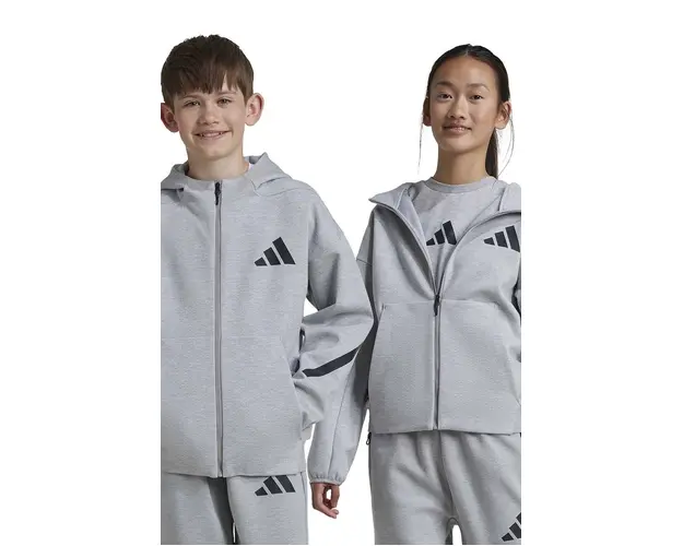 adidas bluza copii J Z.N.E.FZ culoarea gri, cu gluga, cu imprimeu, JI7548