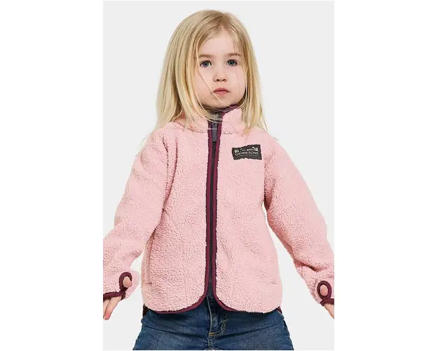 Didriksons hanorac polar pentru copii GIBBS KIDS FULLZIP culoarea roz, neted, 505577