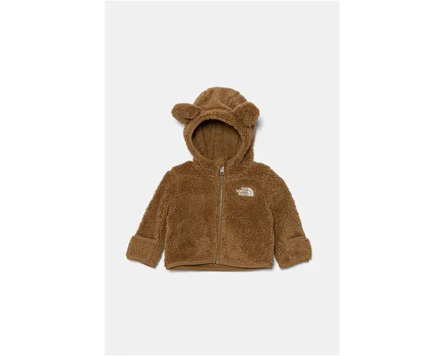 The North Face hanorac polar pentru bebelusi BABCAMPSHIRE F/Z HOODIE culoarea maro, cu gluga, neted, NF0A88VW1731