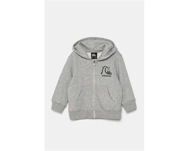 Quiksilver bluza copii GRAPHIC ZIP HOODIE culoarea gri, cu gluga, melanj, AQKFT03047