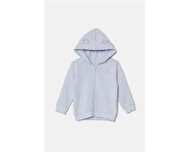 United Colors of Benetton hanorac de bumbac pentru bebelusi cu gluga, neted, 3J70A5017