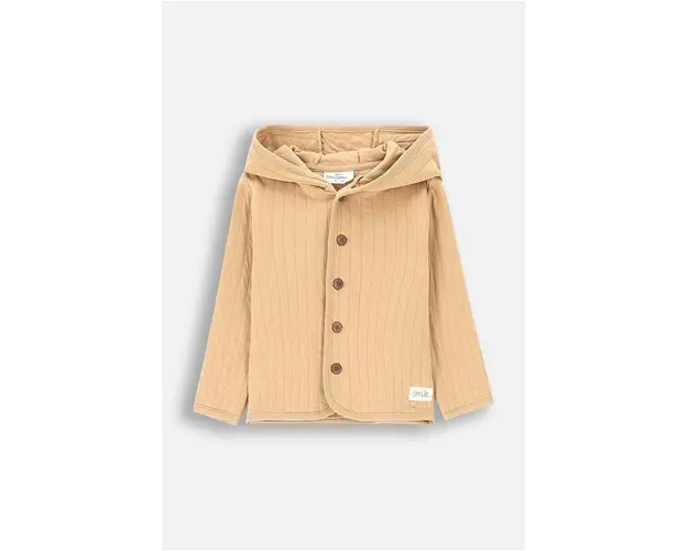 Coccodrillo bluza bebe culoarea bej, cu gluga, neted, SMILE BOY NEWBORN