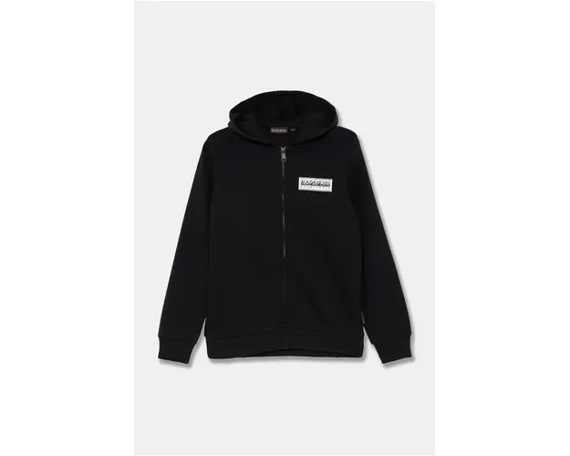 Napapijri bluza copii B-CHAMOIS FZH culoarea negru, cu gluga, neted, NP0A4HY50411