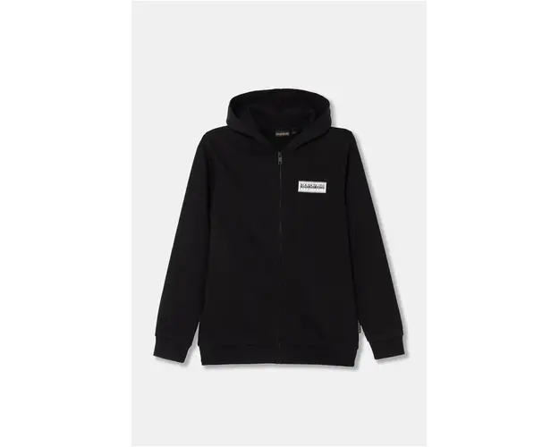 Napapijri bluza copii B-CHAMOIS FZH culoarea negru, cu gluga, neted, NP0A4HY50411