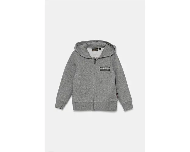 Napapijri bluza copii B-CHAMOIS FZH culoarea gri, cu gluga, melanj, NP0A4HY51601