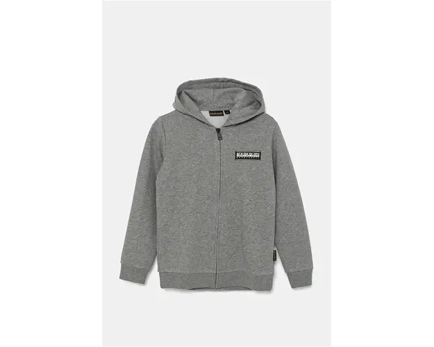 Napapijri bluza copii B-CHAMOIS FZH culoarea gri, cu gluga, melanj, NP0A4HY51601