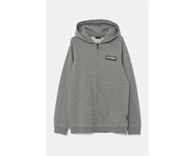 Napapijri bluza copii B-CHAMOIS FZH culoarea gri, cu gluga, melanj, NP0A4HY51601