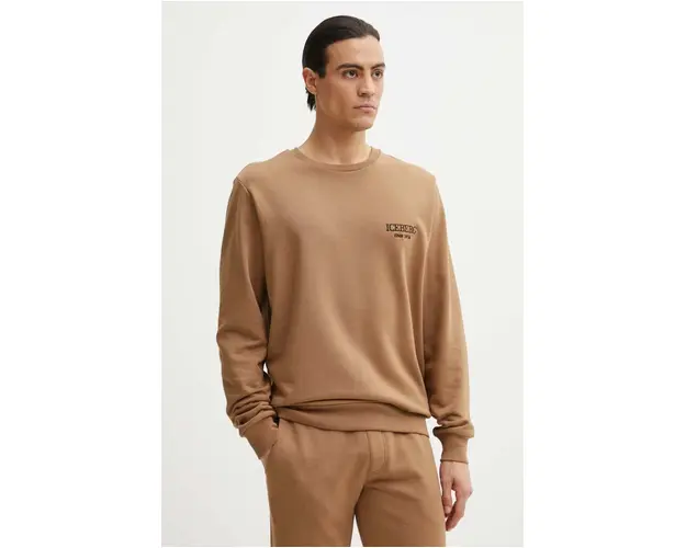Iceberg hanorac de bumbac barbati, culoarea bej, cu imprimeu, E011 6300