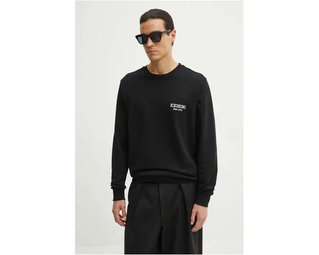 Iceberg hanorac de bumbac barbati, culoarea negru, cu imprimeu, E011 6300