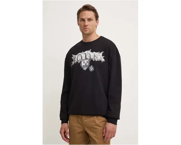 Iceberg hanorac de bumbac barbati, culoarea negru, cu imprimeu, E052 6341