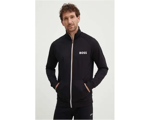 BOSS hanorac lounge din bumbac culoarea negru, cu imprimeu, 50521768