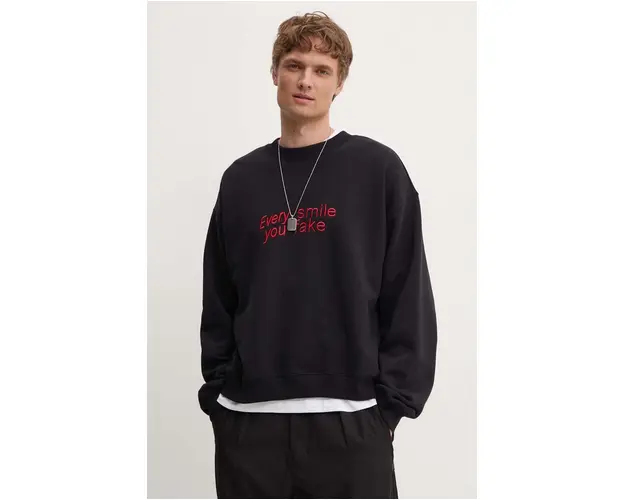 MSGM hanorac de bumbac barbati, culoarea negru, cu imprimeu, 3740MM136.247795