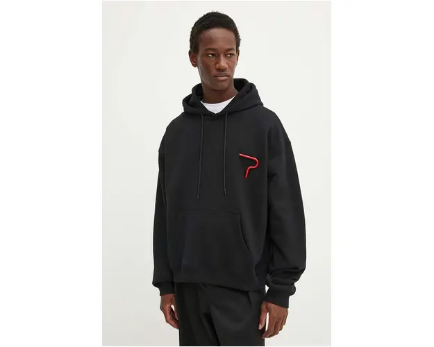 MSGM hanorac de bumbac barbati, culoarea negru, cu gluga, cu imprimeu, 3740MM133.247795