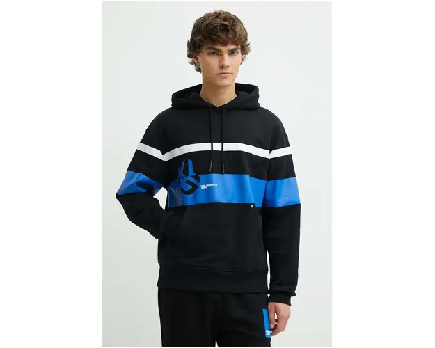 Karl Lagerfeld Jeans bluza barbati, culoarea negru, cu gluga, modelator, 245D1801