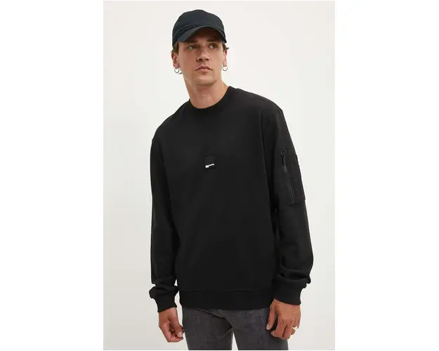 Karl Lagerfeld Jeans hanorac de bumbac barbati, culoarea negru, neted, 245D1803