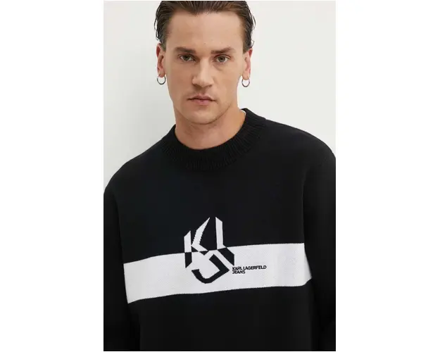 Karl Lagerfeld Jeans pulover de bumbac culoarea negru, light, 245D2000