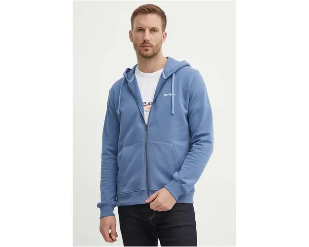 Pepe Jeans hanorac de bumbac SAGAN barbati, cu gluga, cu imprimeu, PM582694