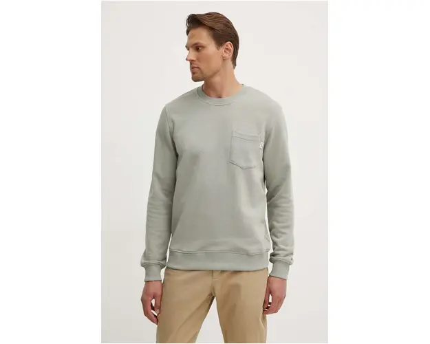 Pepe Jeans bluza MANS CREW barbati, culoarea verde, neted, PM582696